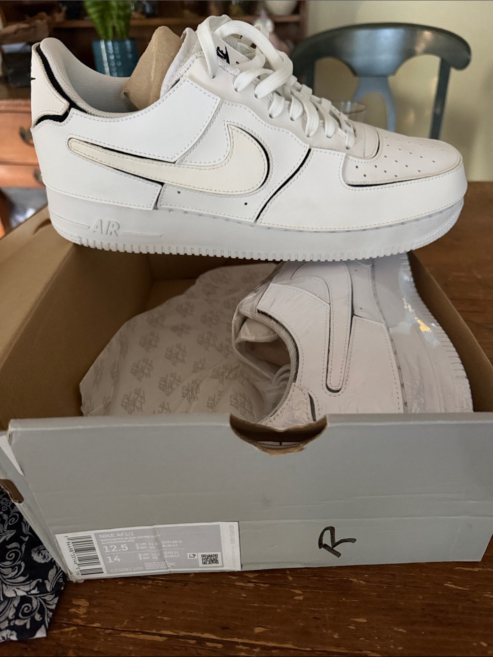 Air Force 1 1/1 Nike White Athletic Shoes with Black Trim